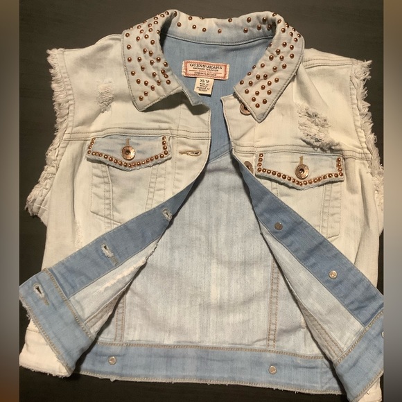 Vintage Guess Distressed Denim Jacket Vest! - Picture 9 of 14